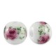 Ceramic bead round 6mm White-berry pink